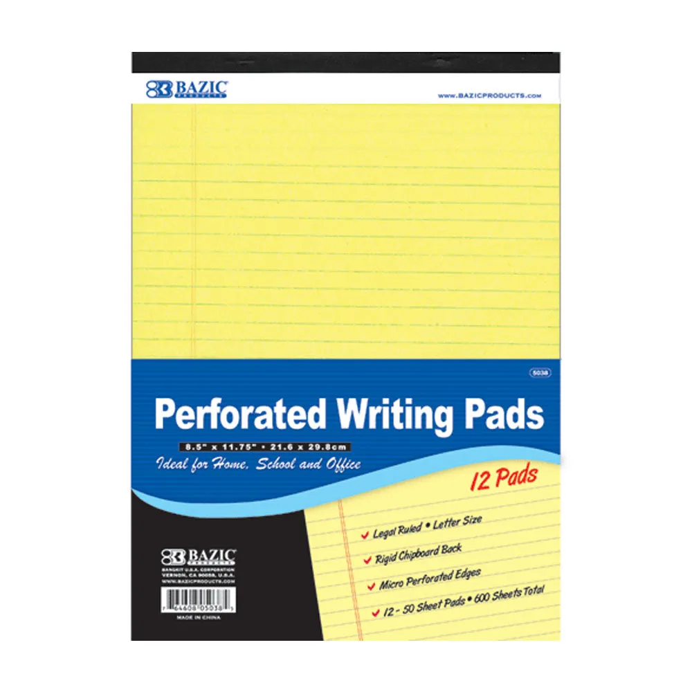 12 Micro Perforated Legal Pads Writing Note Pad 50 Sheets Letter Size 8.5 x 11.7