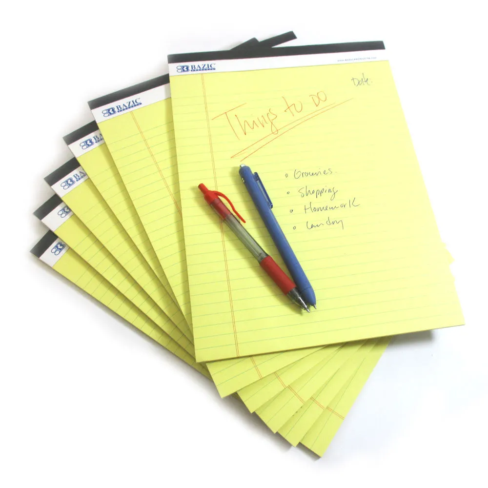 6 Pc Legal Pads Ruled Perforated Writing Pad 50 Sheets Letter Size 8.5 x 11.7