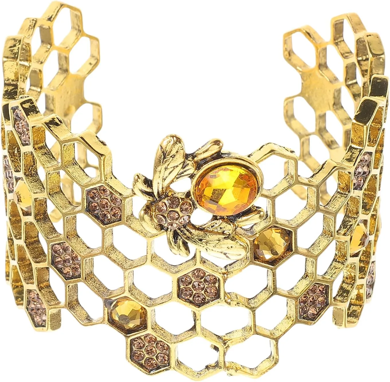 Adjustable Metal Alloy Bee Bangle for Women and Girls - Open Cuff Design, Elegant Arm Jewelry, Perfect for Everyday Wear