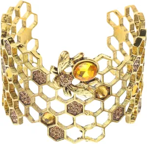 Adjustable Metal Alloy Bee Bangle for Women and Girls - Open Cuff Design, Elegant Arm Jewelry, Perfect for Everyday Wear