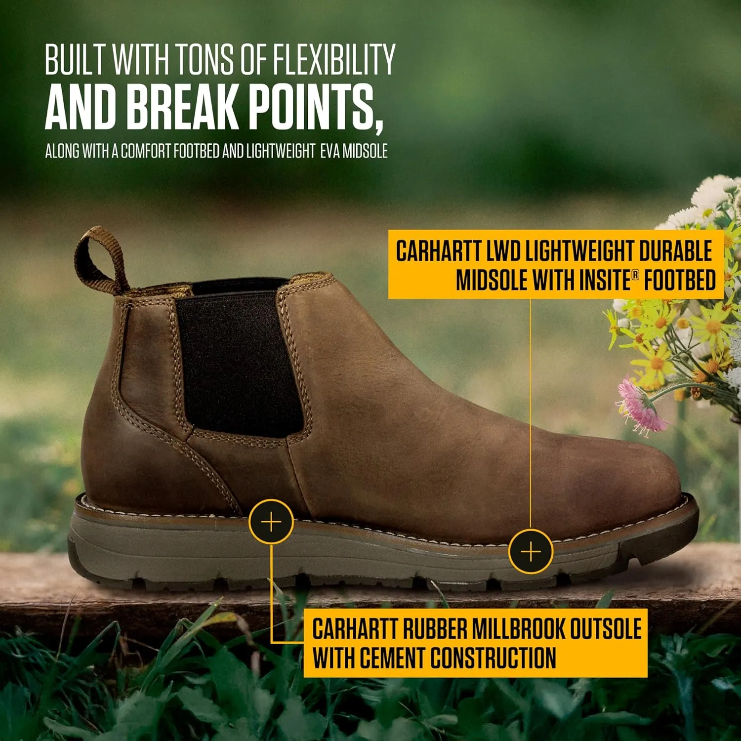 Carhartt Men's Millbrook Water Resistant 4" Romeo Steel Toe Wedge Work Boot