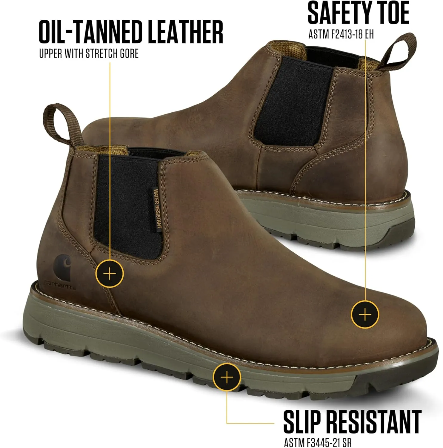 Carhartt Men's Millbrook Water Resistant 4" Romeo Steel Toe Wedge Work Boot