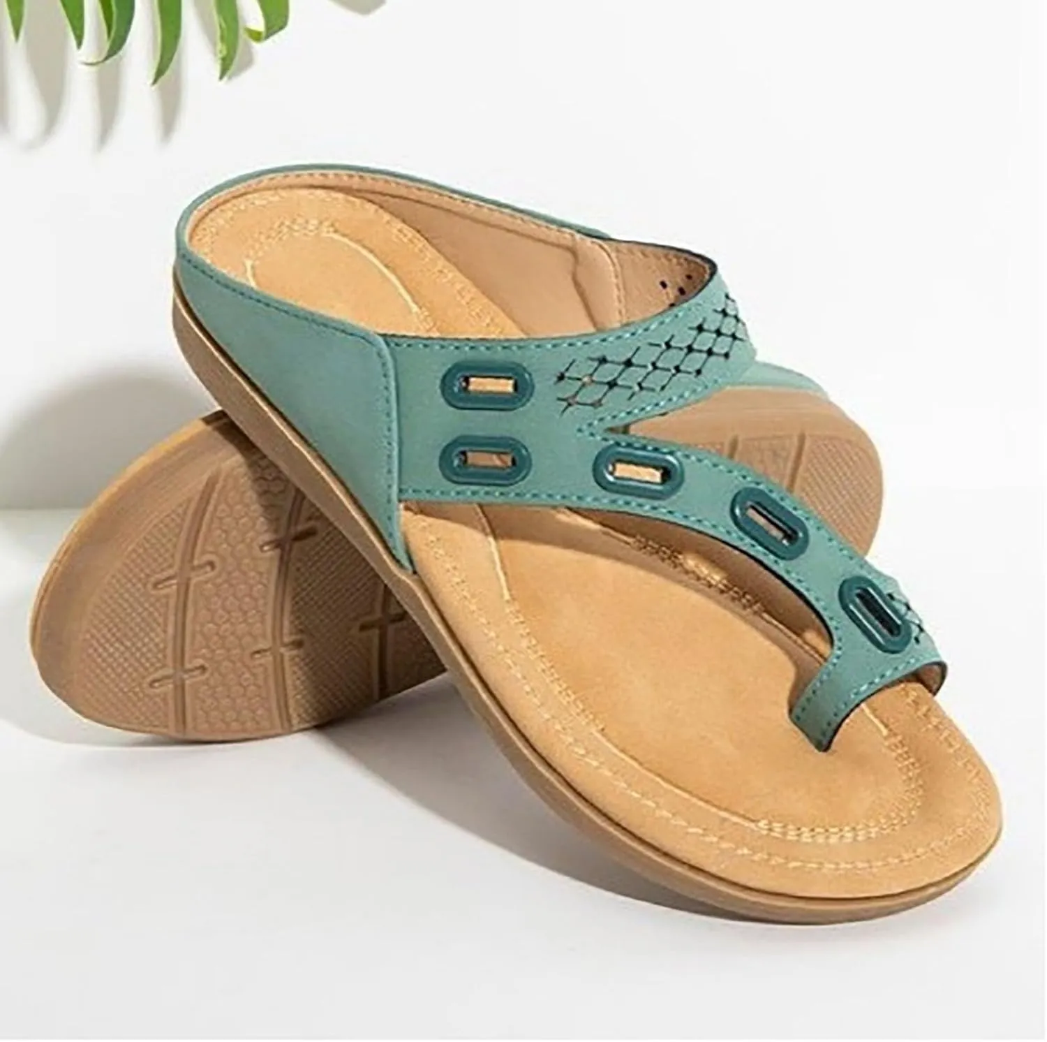 Casual Walking Sandals Women Open Toe Elastic Strap Rhinestone Slip On Flat Comfortable Orthopedic Arch Support Summer Shoes Non Slip