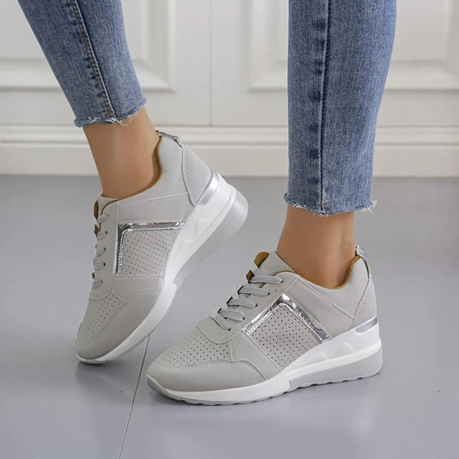 Cathalem Sneakers for Women Slip On Walking Shoes with Arch Support Running Sneakers Non Slip Breathable Tennis Shoes
