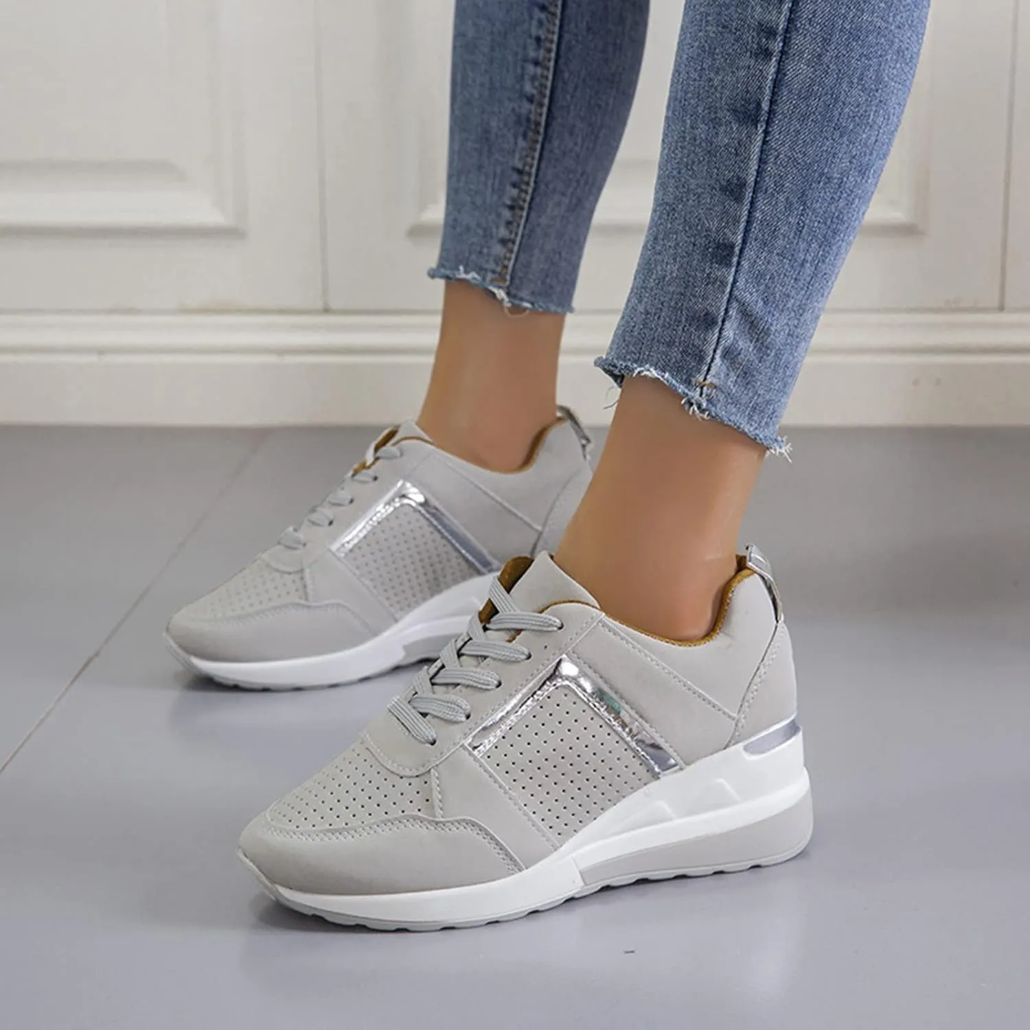 Cathalem Sneakers for Women Slip On Walking Shoes with Arch Support Running Sneakers Non Slip Breathable Tennis Shoes