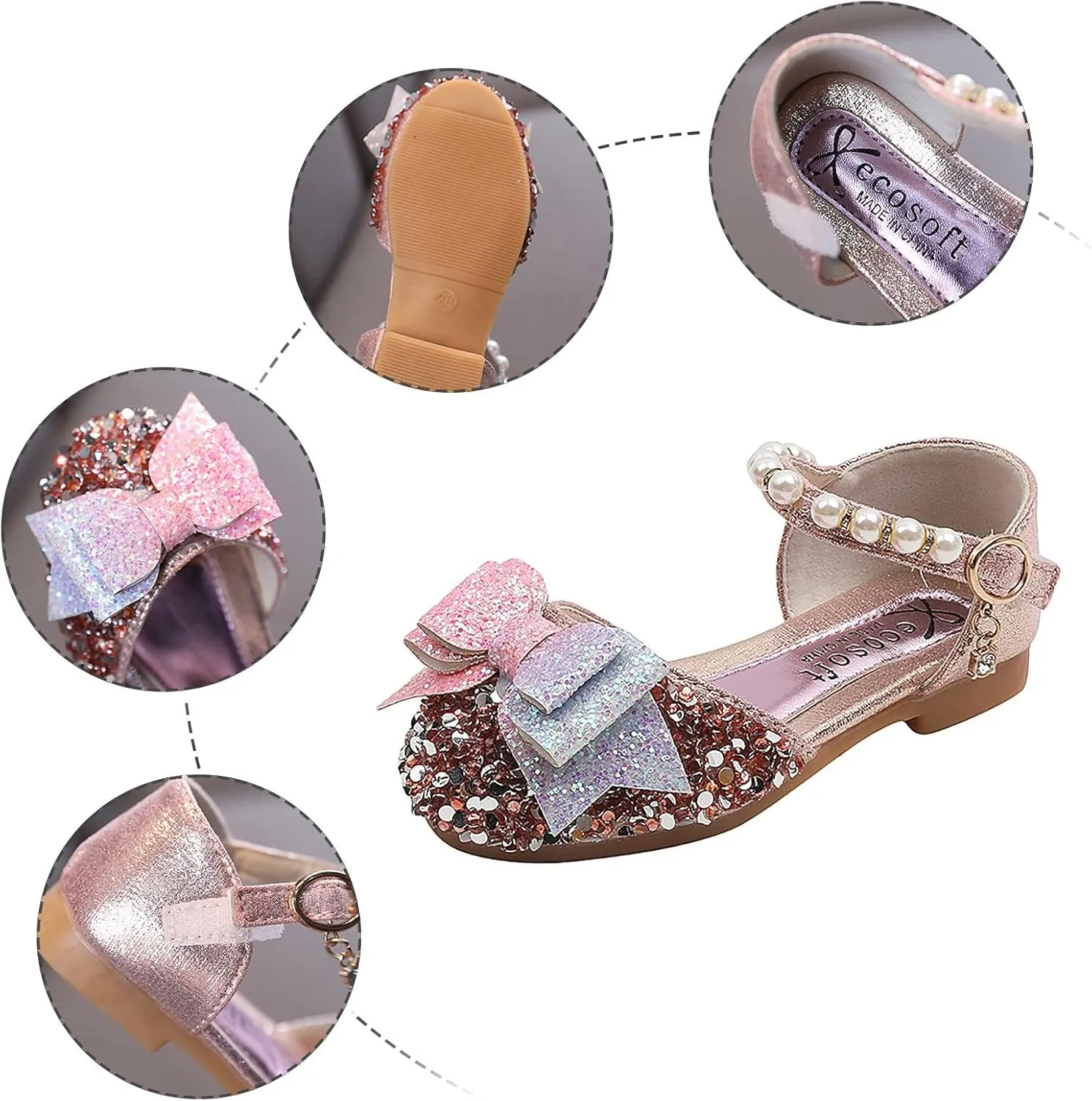 Children Soft Sole Shoes Toddler Baby Casual Princess Dress Shoes Comfortable Flat Outdoor Girls Rhinestones