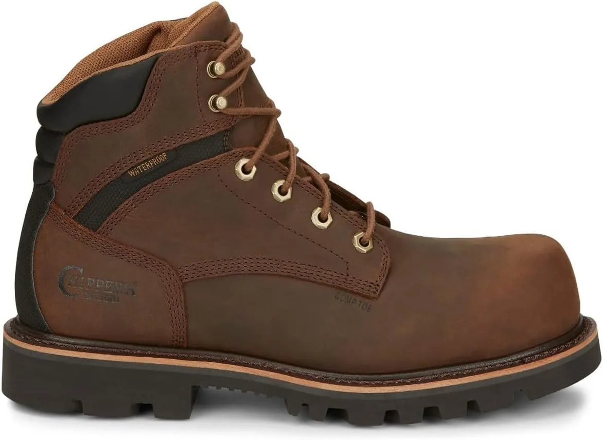 Chippewa Sador 6" Composite Toe Men's Work Boot - Slip-Resistant, Durable, EH Rated Work Boots for Men - Industrial & Construction Footwear