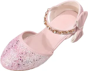 Comfortable Slip-On Kids Sandals Girls Sandals High Heels Rhinestone Bow Princess Model Show Crystal Shoes Flower Girl Shoes