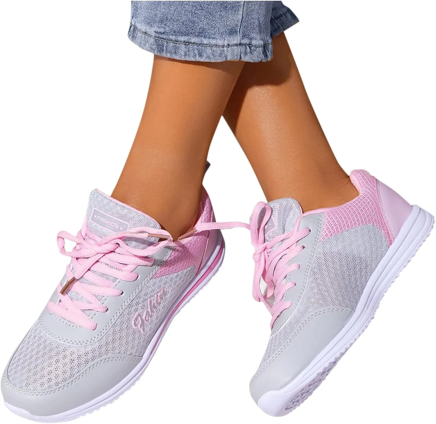 Comfortable Walking Shoes Women Breathable Mesh Lace Up Athletic Shoes Casual Fashion Lightweigh Non Slip Walking Shoes