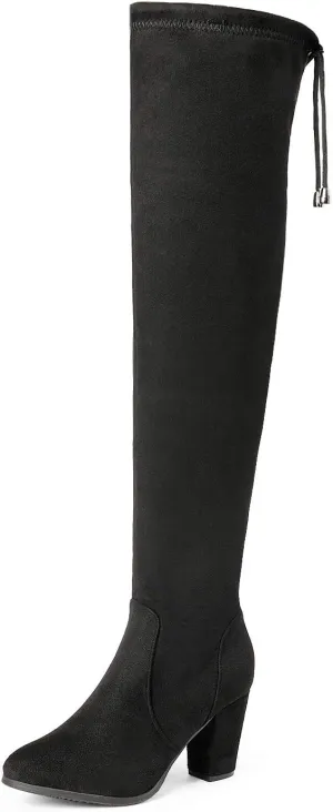 DREAM PAIRS Women's Thigh High Fashion Boots Over The Knee Block Heel Boots