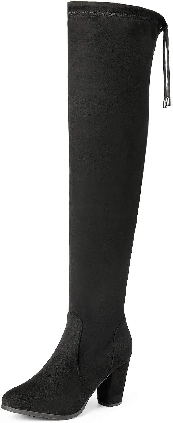 DREAM PAIRS Women's Thigh High Fashion Boots Over The Knee Block Heel Boots