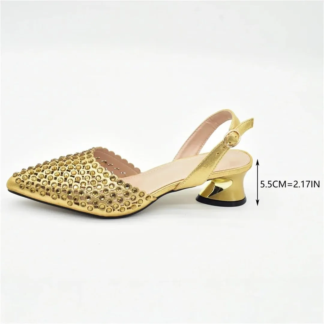 Fashion Shoes and Bags to Match Set Nigeria Party Women's Wedding Bag and Shoe Set Decorated with Rhinestone