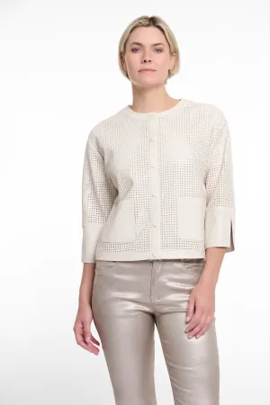 Faux Leather Perforated Jacket - Birch