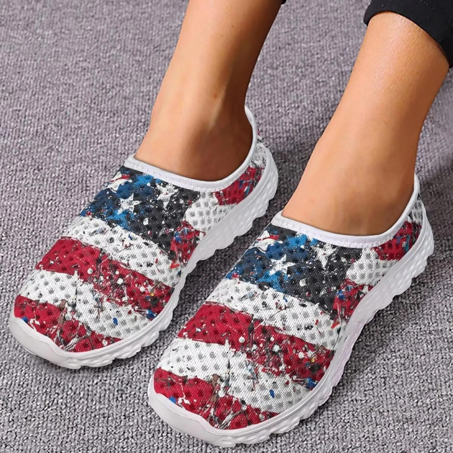 GIFTPUZZ Women Men Casual Non Slip Comfort Walking Shoes Soft Lightweight Slip On Sneakers