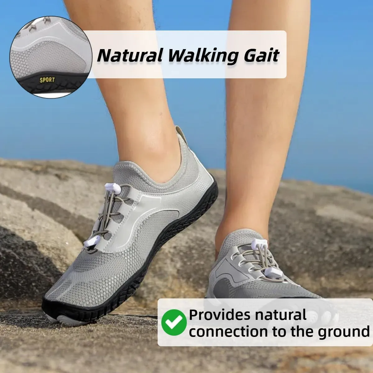 Gronanda Peak Trail Barefoot Shoes Sport Edition for Men Women Zero Drop Wide Toe Box Shoes for Swim Beach Surf Gym