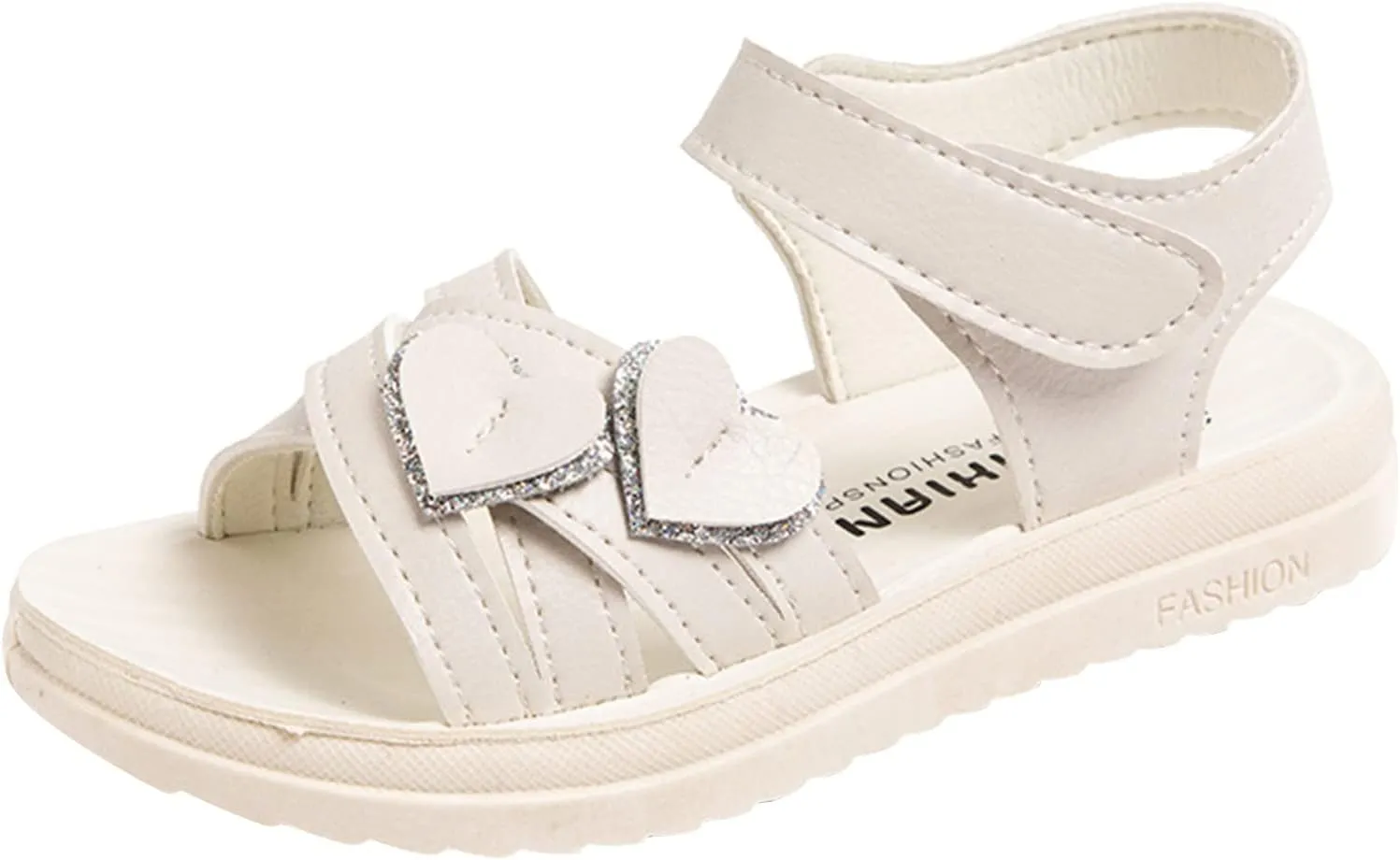 Heart Decorative Thick Sole Sandals for Girls Fashion Soft Sole Open Toe Comfortable Princess School Party Shoes