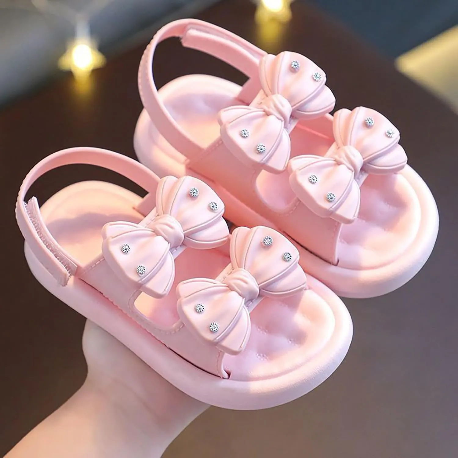 Heels Sandals Ankle Strap Wedding Party Girls Shoes Comfortable Thick Soled Open Toed Sandals Fashionable Beach Double Adjustable Boys Girls