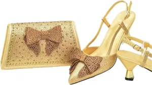 Italian Shoe and Bag Set Designer Wedding Luxury Shoes and Bag Set for Women Full Rhinestone Party Pumps
