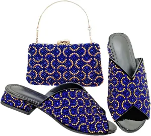 Italian Shoes with Matching Bag Set for Women Low Heel Summer Party Wedding Elegant Style