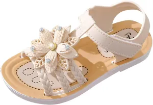 Kids Girls Soft Sole Flower Sandals Summer Open Toe Lightweight Comfortable Anti Slip Holiday Vacation Casual Shoes