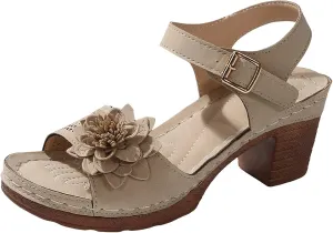 Kubbon Orthopedic Wedge Sandals for Women Chunky High Heel Open Toe Sandals Comfortable Elegant Adjustable Strap Platform Sandles Vacation Beach Walking Shoes