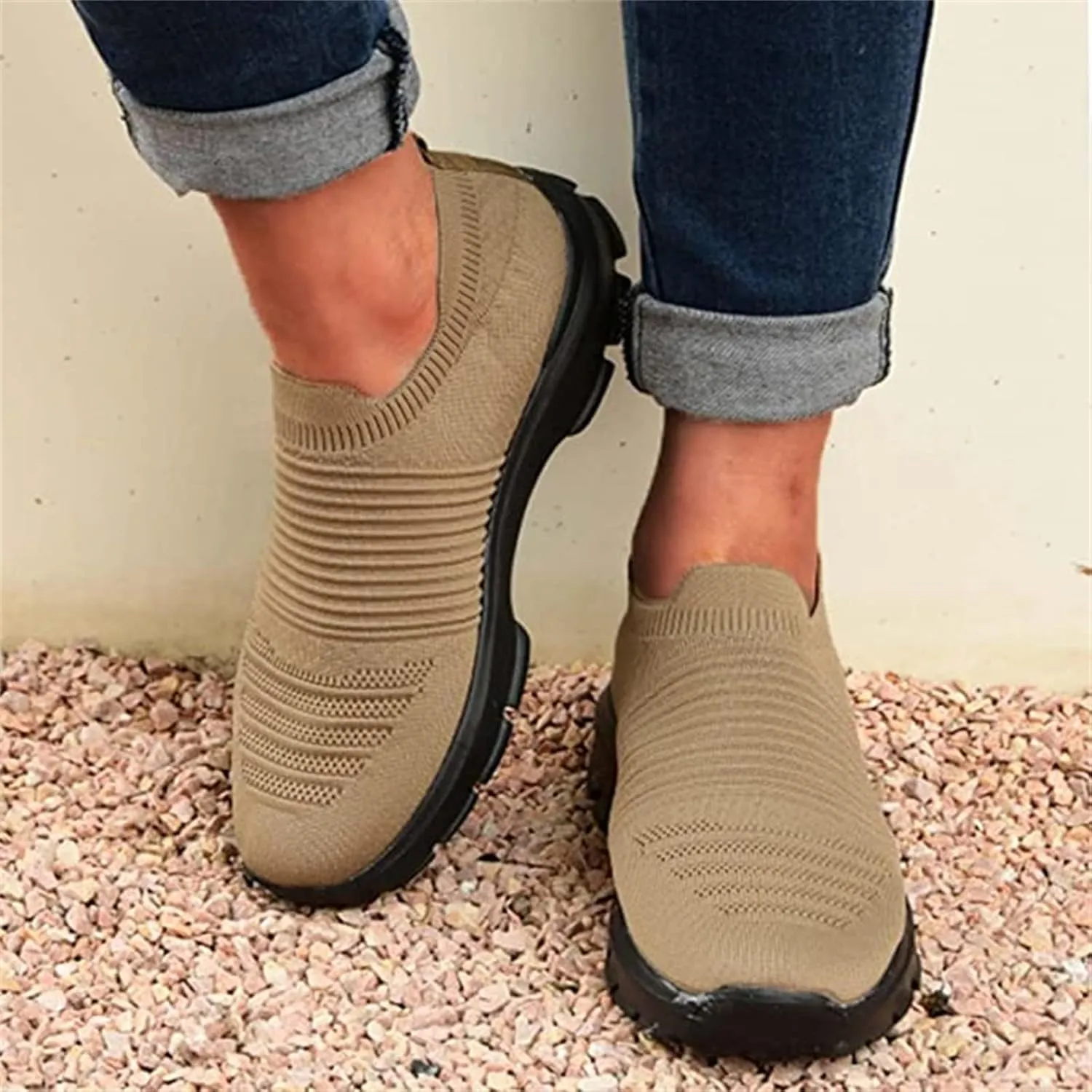Ladmiple Gym Shoes For Women Workout Memory Foam Walking Shoes Slip on Sock Sneakers Mesh Athletic Running Tennis Shoes
