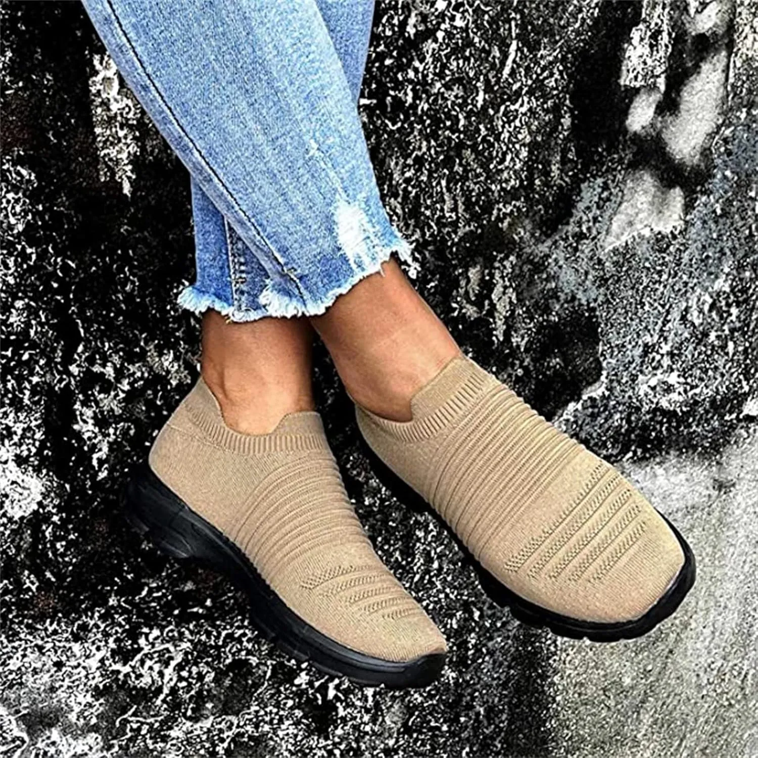 Ladmiple Gym Shoes For Women Workout Memory Foam Walking Shoes Slip on Sock Sneakers Mesh Athletic Running Tennis Shoes