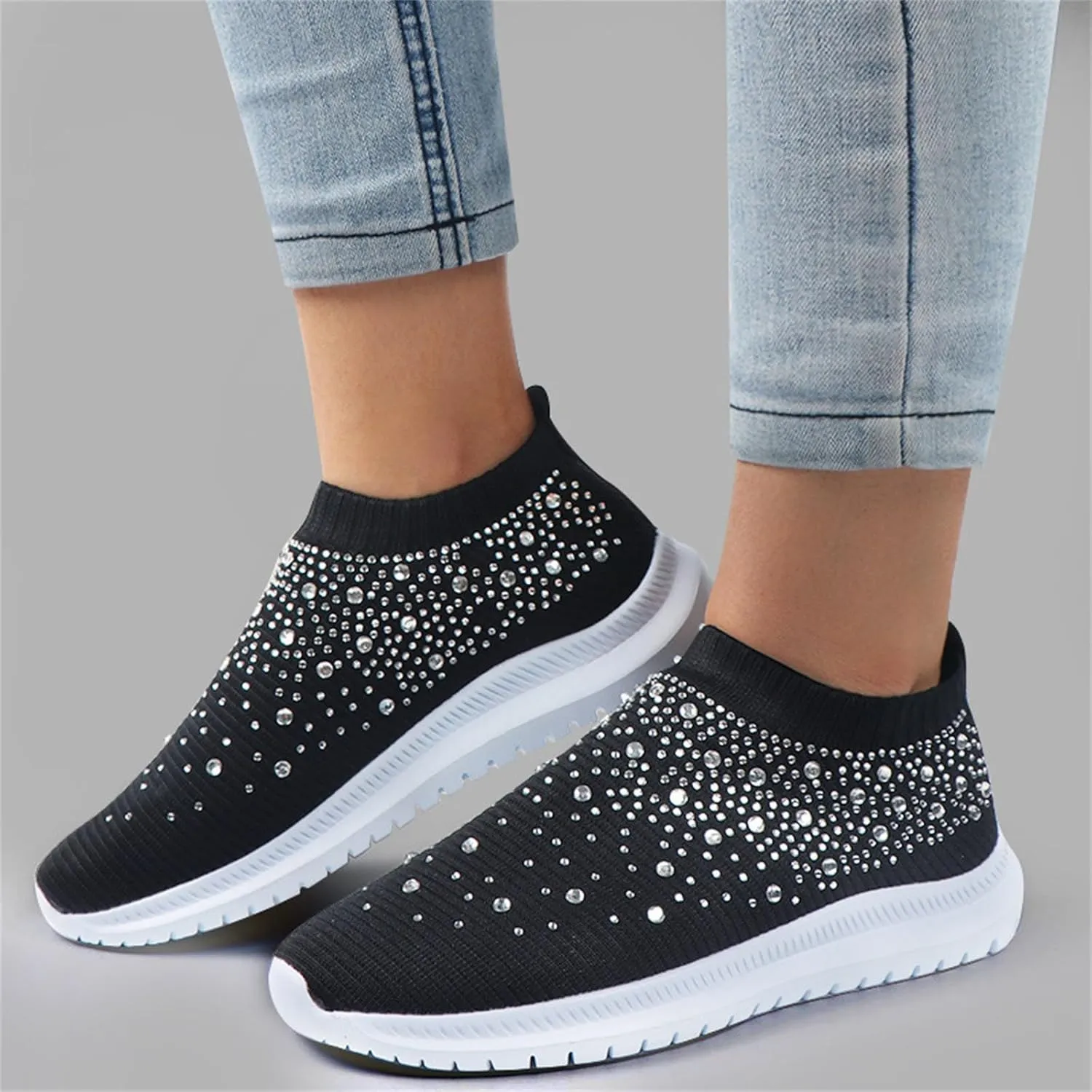 Ladmiple Tennis Shoes Womens Slip Ons Sneakers Walking Running Breathable Lightweight Mesh Gym Non Slip Workout Shoes