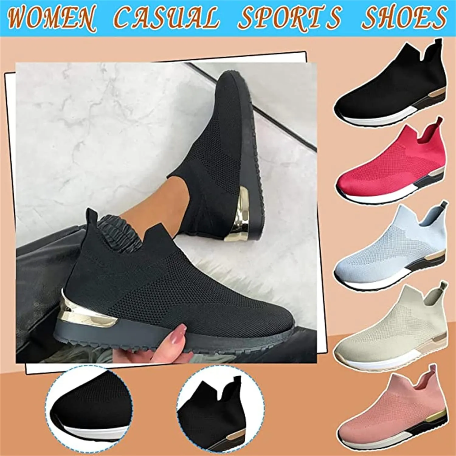 Ladmiple Tennis Shoes Womens Slip Ons Sneakers Walking Running Breathable Lightweight Mesh Gym Non Slip Workout Shoes