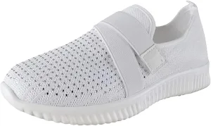 Ladmiple Walking Shoes Women Comfort Slip On Sneakers Arch Support Non Slip Casual Tennis Workout Gym Running Shoes