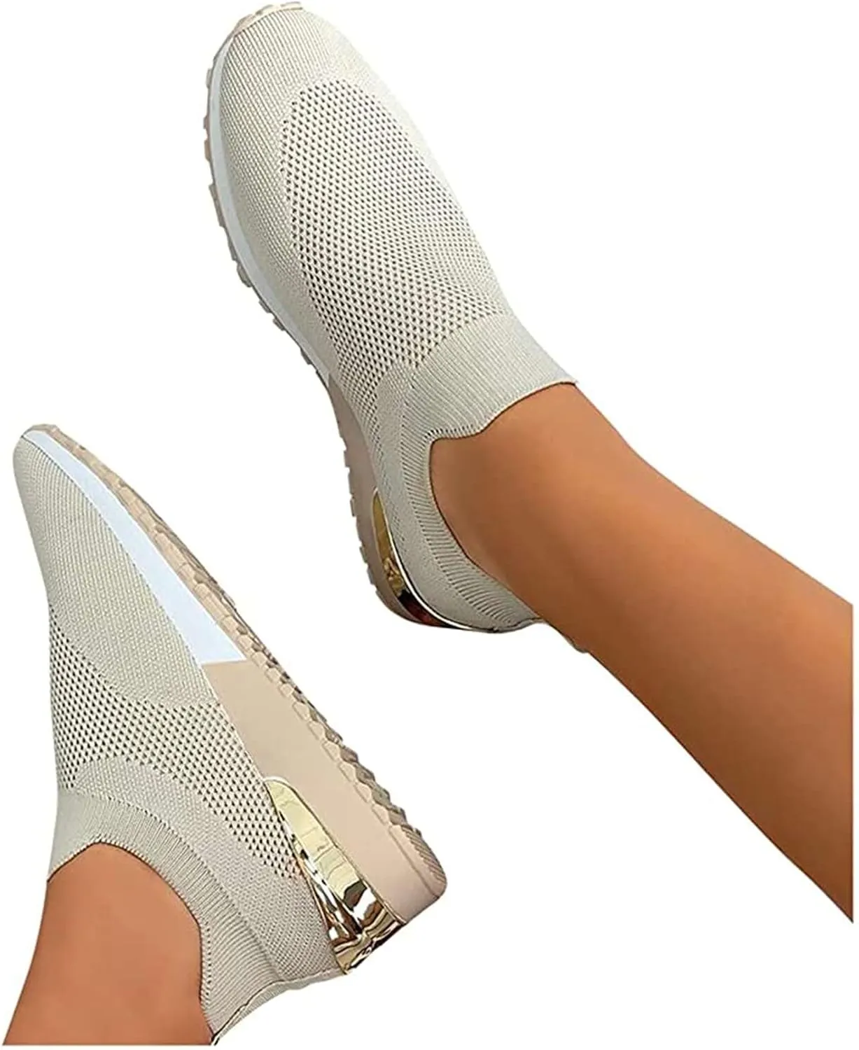 Ladmiple Walking Shoes Women Slip On Lightweight Breathable Running Mesh Gym Shoes Non Slip Workout Fashion Sneakers