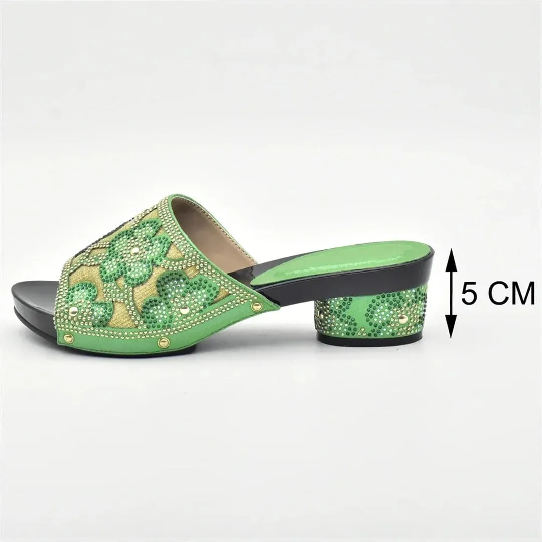 Luxury Italian Shoes Bag Set for Women Buckle Strap Summer Party Wedding Metal Decoration