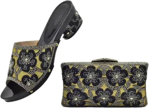 Luxury Italian Shoes Bag Set for Women Buckle Strap Summer Party Wedding Metal Decoration