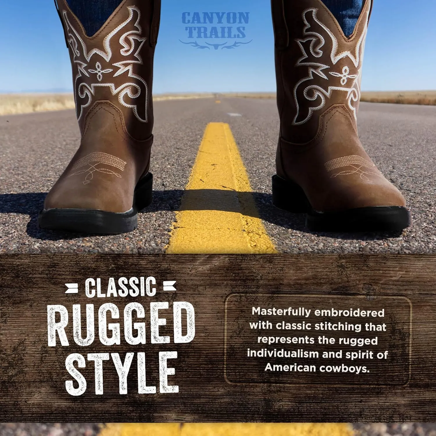 Mens Cowboy Boots - Square Toe Western Boots