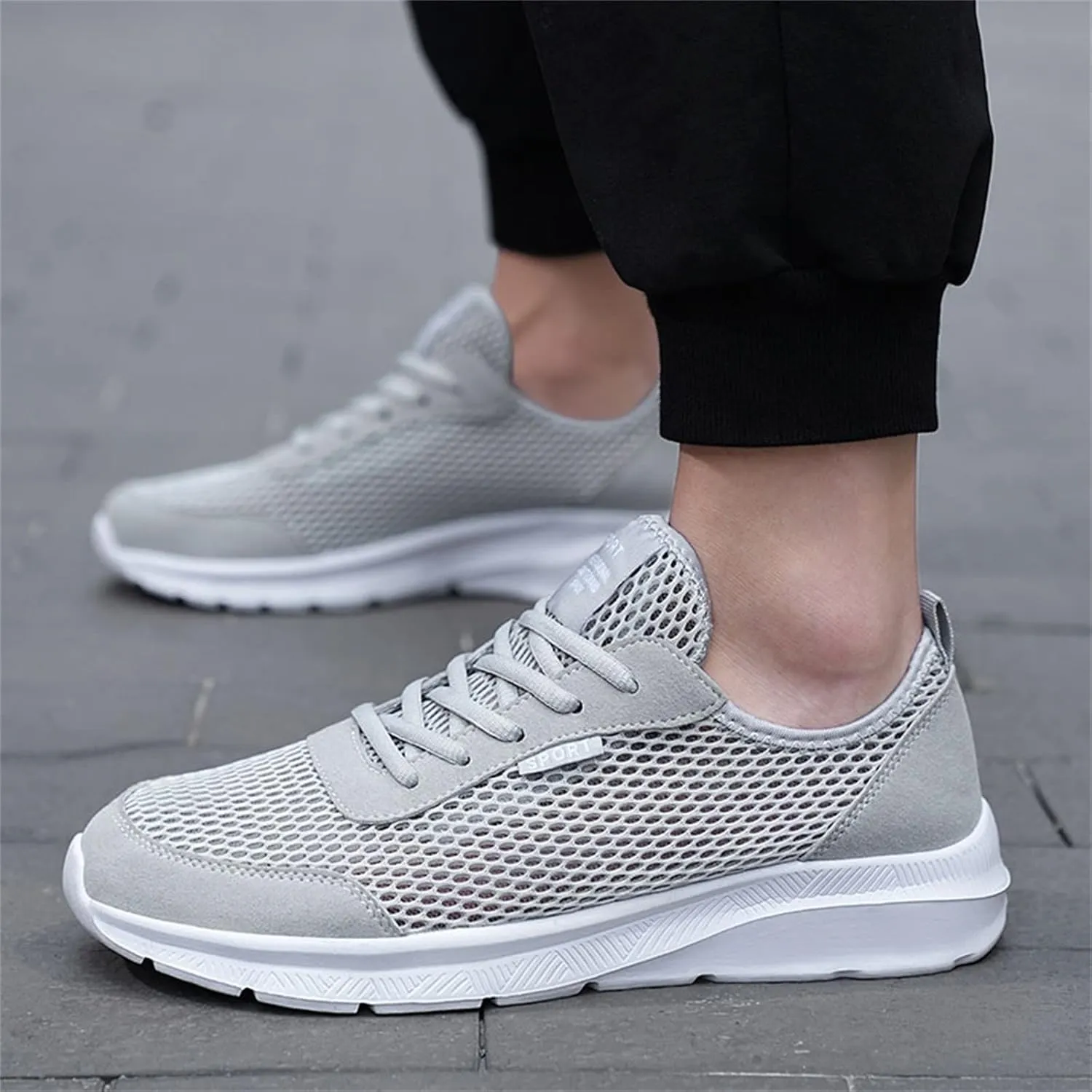 Mens Non Slip Walking Sneakers Lightweight Breathable Slip on Running Shoes Athletic Gym Tennis Shoes for Men