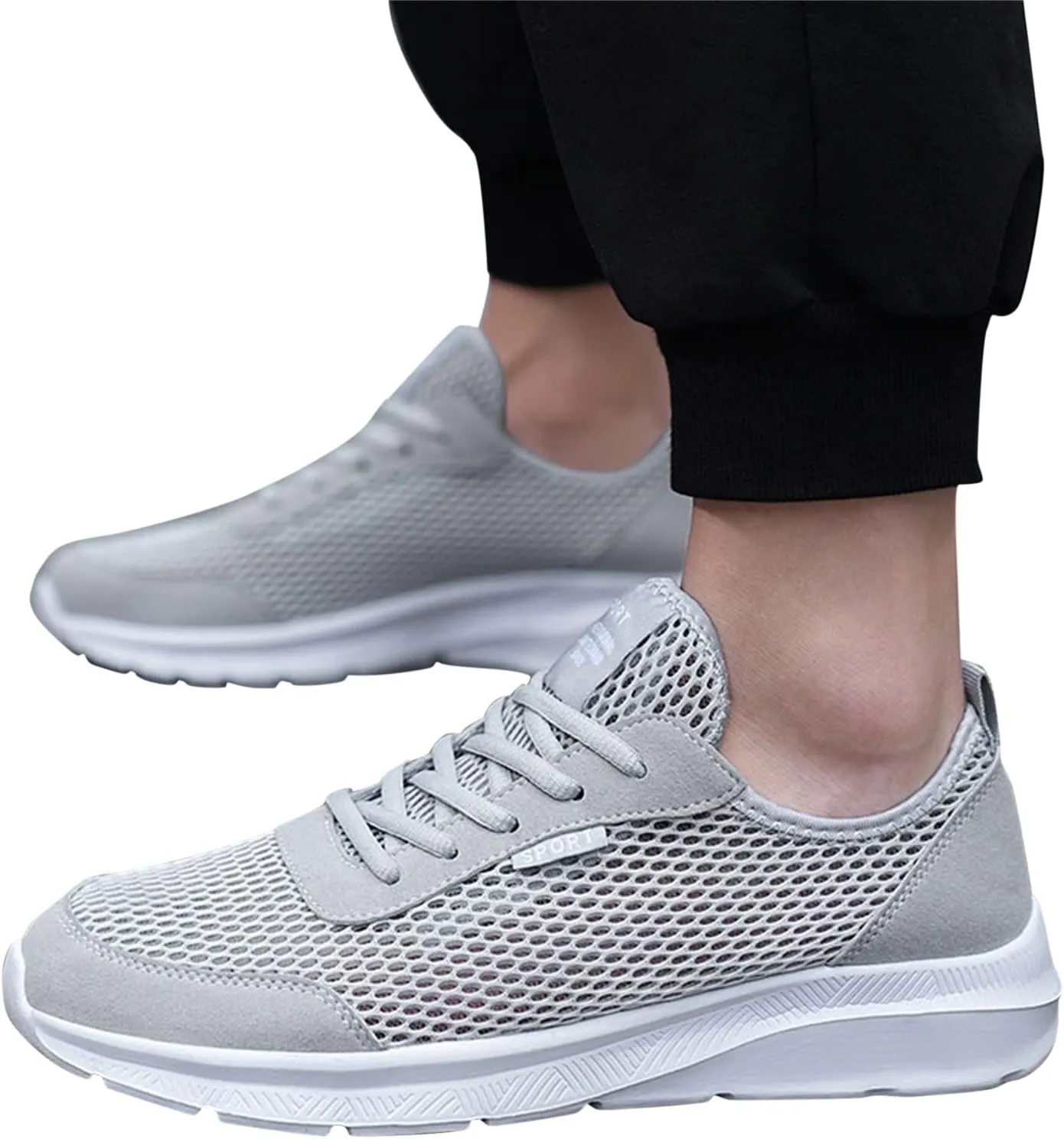 Mens Non Slip Walking Sneakers Lightweight Breathable Slip on Running Shoes Athletic Gym Tennis Shoes for Men