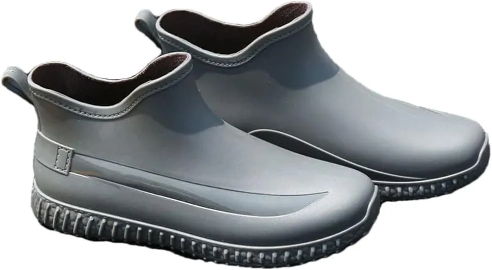 Men's Rain Shoes Short Tube Non-Slip Fishing Shoes Men's Rubber Shoes Waterproof Rain Boots Winter Cotton Warm Shoes