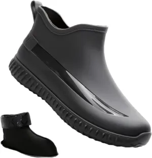 Men's Rain Shoes Short Tube Non-Slip Fishing Shoes Men's Rubber Shoes Waterproof Rain Boots Winter Cotton Warm Shoes