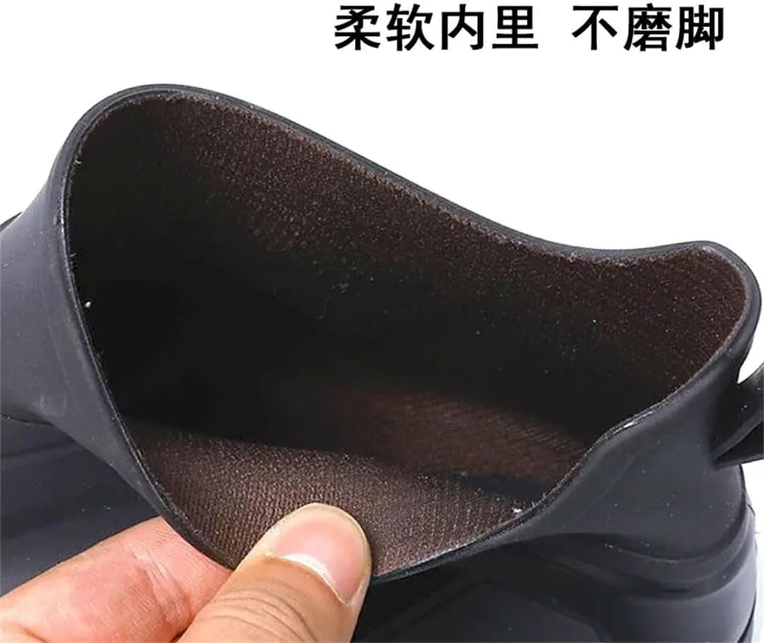 Men's Rain Shoes Short Tube Non-Slip Fishing Shoes Men's Rubber Shoes Waterproof Rain Boots Winter Cotton Warm Shoes