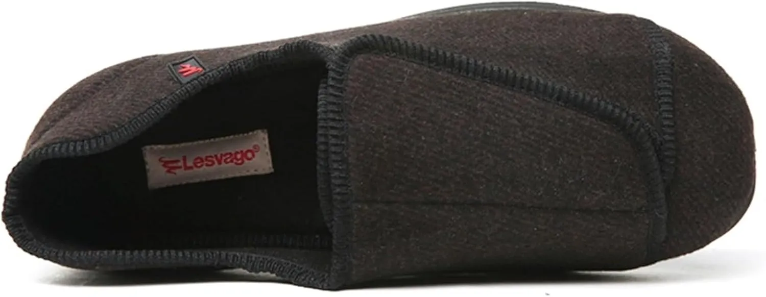 Men's Slippers Comfy Adjustable Memory Foam Wide Indoor Shoes for Diabetic & Swollen Feet