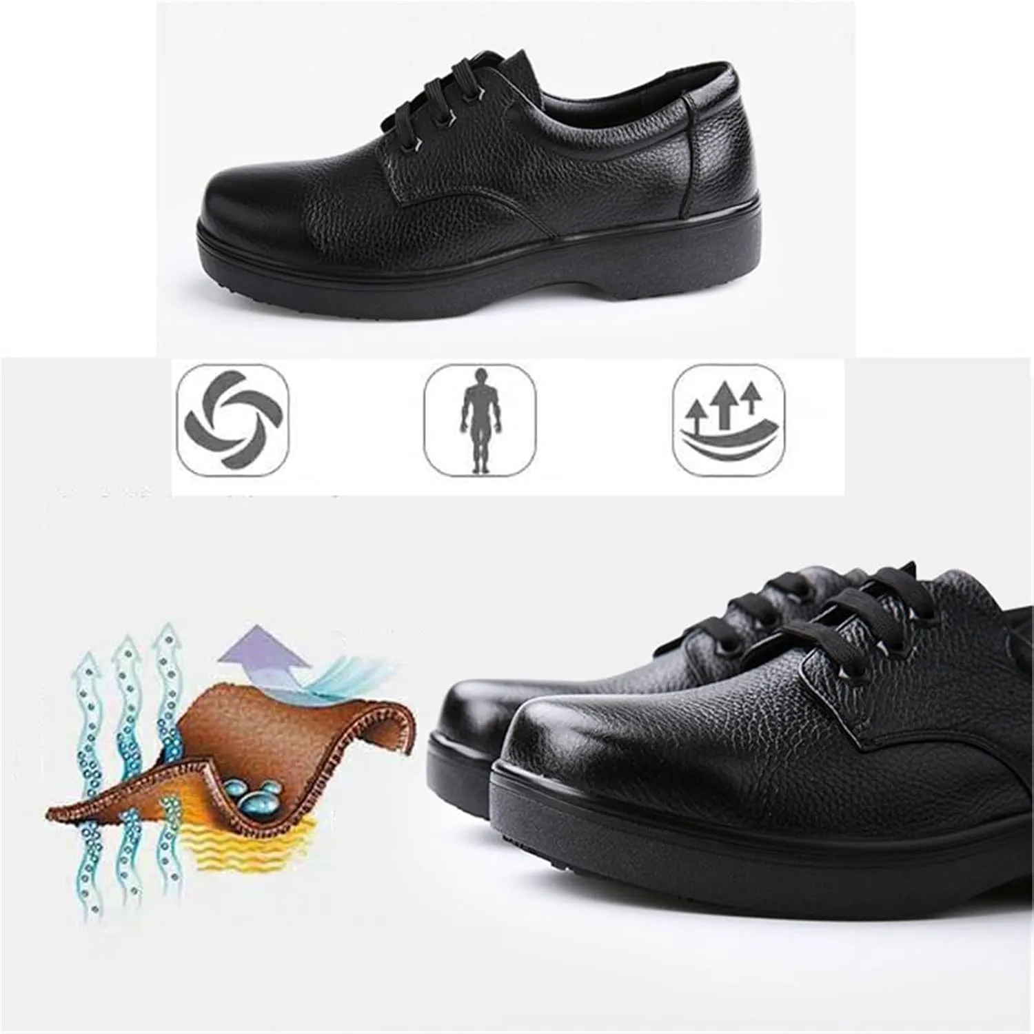 Non Slip Chef Shoes, Fashion Lace-Up Waterproof Oil Resistant Professional Kitchen Chef Work Shoe, Comfortable Leather Outdoor Service Walking Booties, for Garden Hospital Nursing Nurse