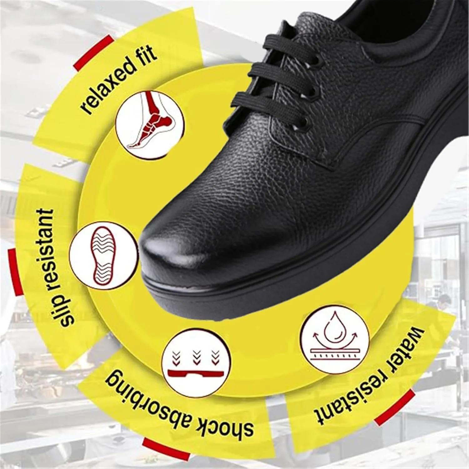 Non Slip Chef Shoes, Fashion Lace-Up Waterproof Oil Resistant Professional Kitchen Chef Work Shoe, Comfortable Leather Outdoor Service Walking Booties, for Garden Hospital Nursing Nurse