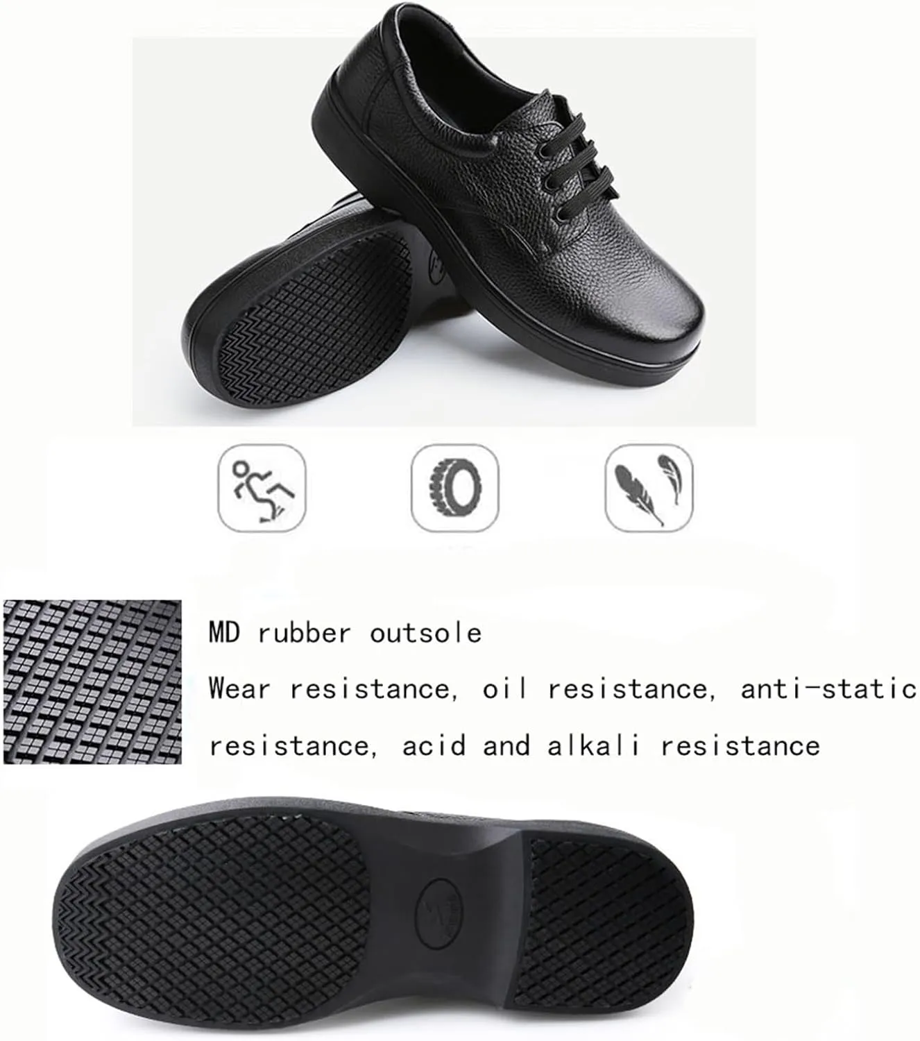 Non Slip Chef Shoes, Fashion Lace-Up Waterproof Oil Resistant Professional Kitchen Chef Work Shoe, Comfortable Leather Outdoor Service Walking Booties, for Garden Hospital Nursing Nurse
