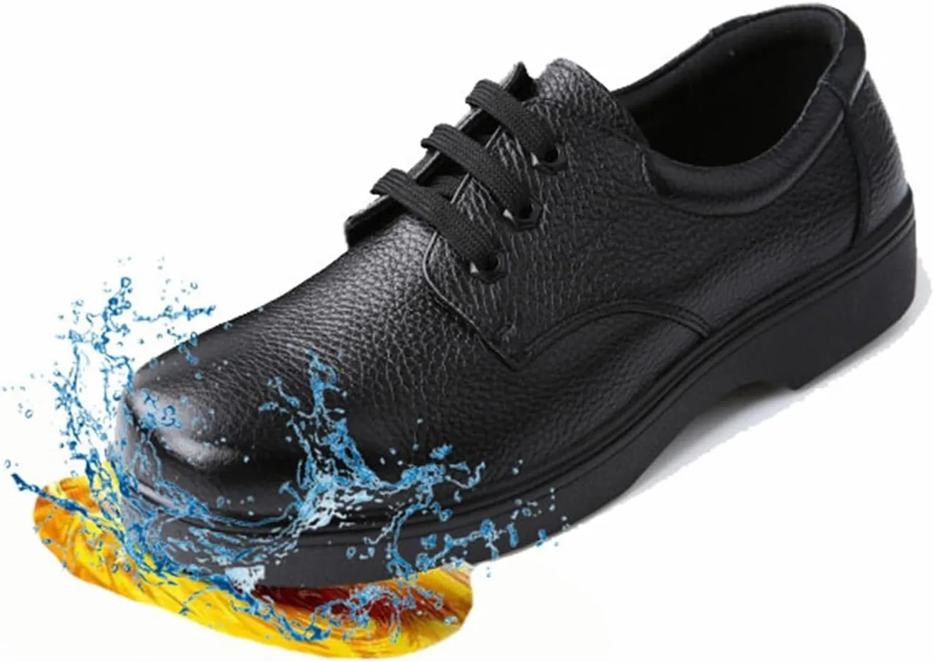 Non Slip Chef Shoes, Fashion Lace-Up Waterproof Oil Resistant Professional Kitchen Chef Work Shoe, Comfortable Leather Outdoor Service Walking Booties, for Garden Hospital Nursing Nurse