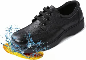 Non Slip Chef Shoes, Fashion Lace-Up Waterproof Oil Resistant Professional Kitchen Chef Work Shoe, Comfortable Leather Outdoor Service Walking Booties, for Garden Hospital Nursing Nurse
