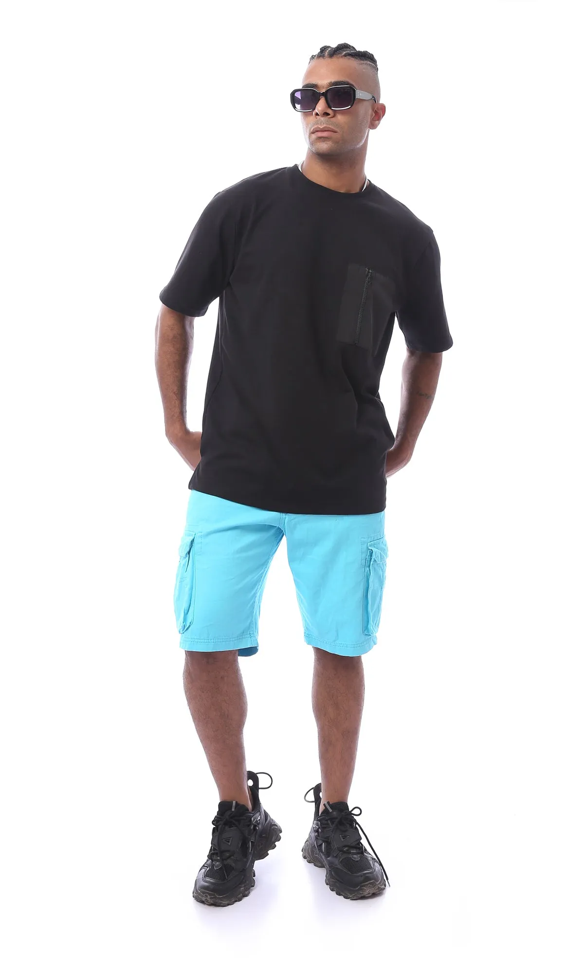 O170303 Black Slip On Summer Comfy Tee With Pocket