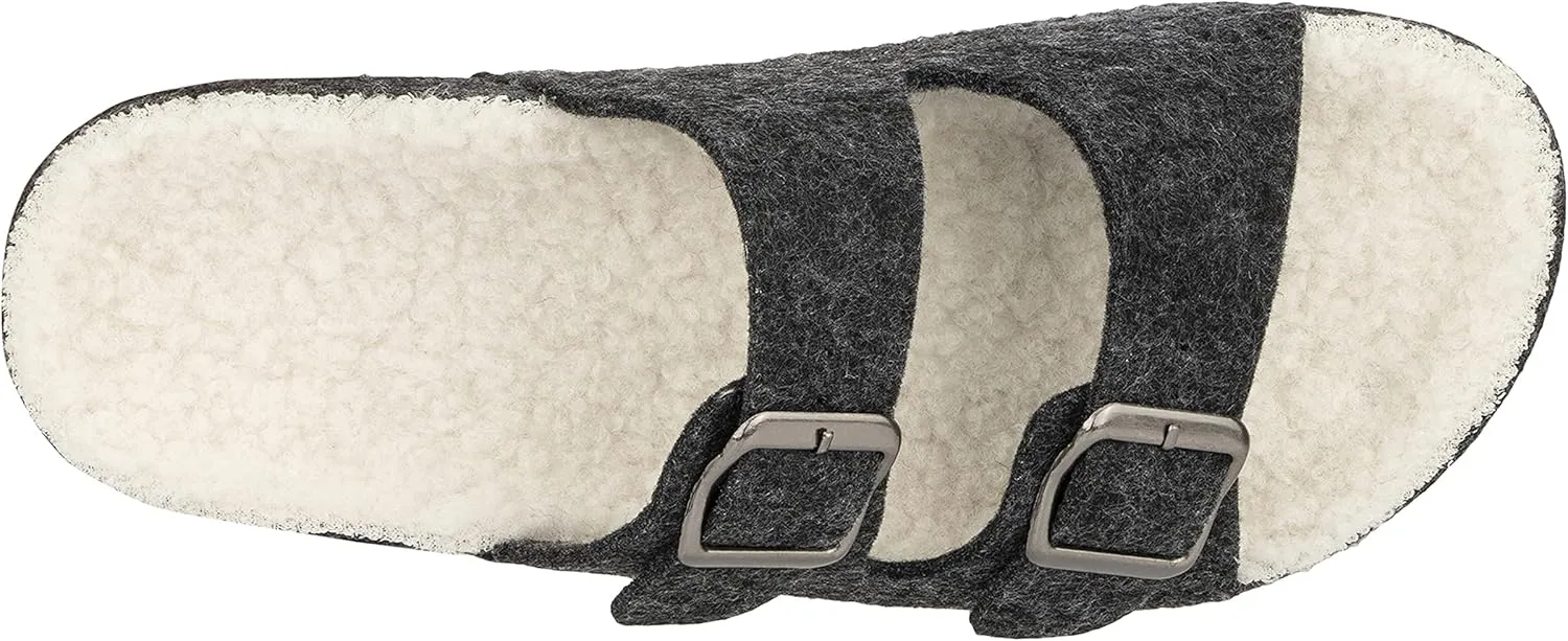 Olivia Miller Womens Fashion Shoes, Faux Fur EVA Slippers Two Band Dual Toe Strap Slip On House Slides Flat Sandals