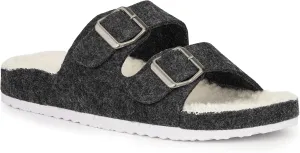 Olivia Miller Womens Fashion Shoes, Faux Fur EVA Slippers Two Band Dual Toe Strap Slip On House Slides Flat Sandals