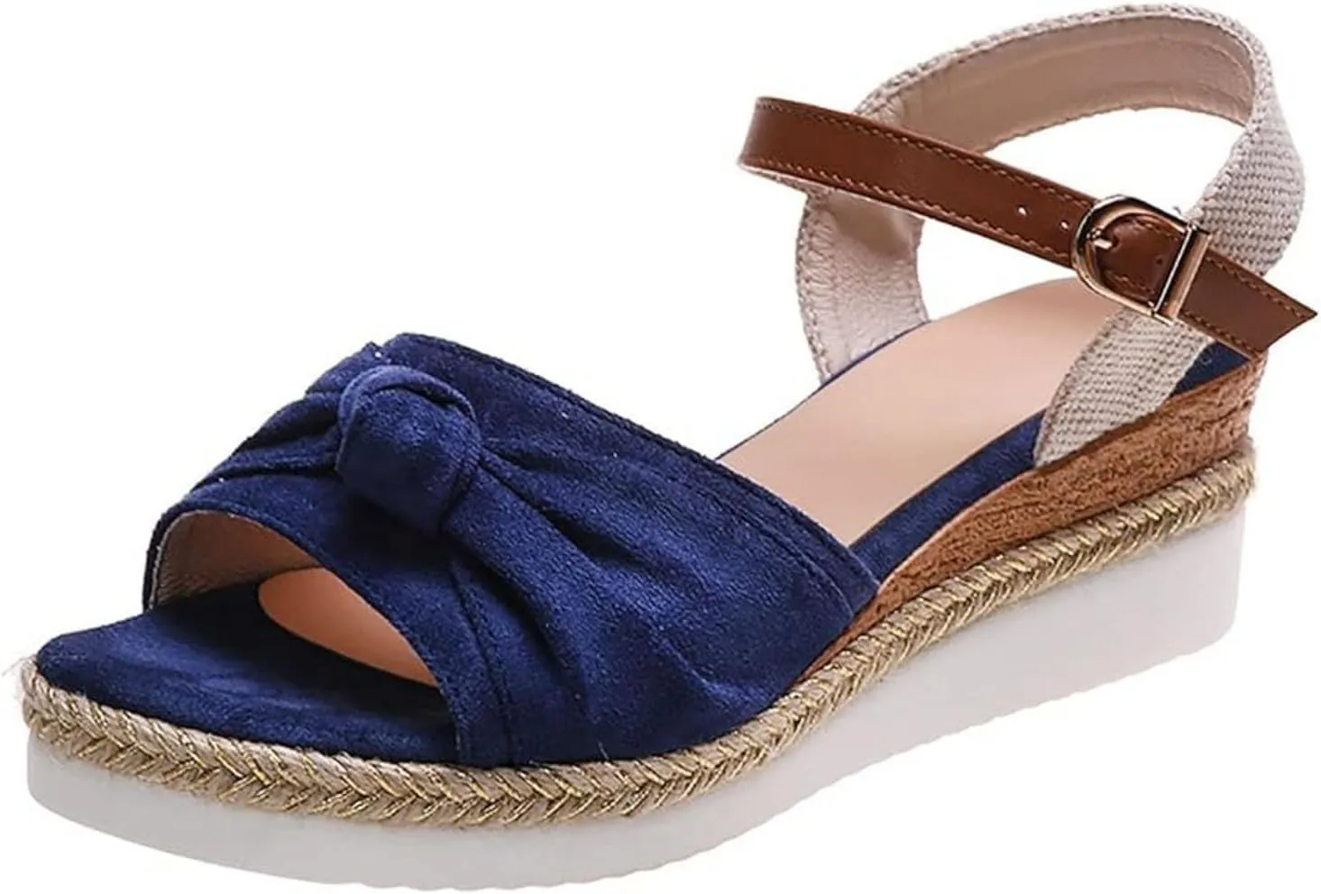 Orthopedic Platform Wedge Sandals for Women Summer Dressy Breathable Open Toe Strappy Ankle Strap Metal Buckle Slip On Sandals Beach Boho Sandal Comfortable Outdoor Shoes