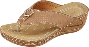 Orthopedic Sandals for Women Comfortable Womens Filp Flops Soft Cushion Slides Low Wedge Sandal Bathroom Shower Shoes Lightweight Non-Slip Summer Beach Slippers